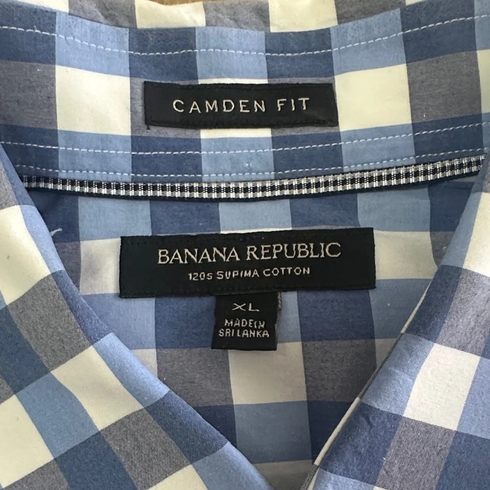 Banana Republic Blue and‎ White Plaid Shirt